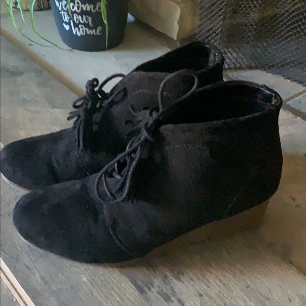 Black wedge booties